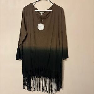 Umgee Taupe Tunic with Fringe Accents